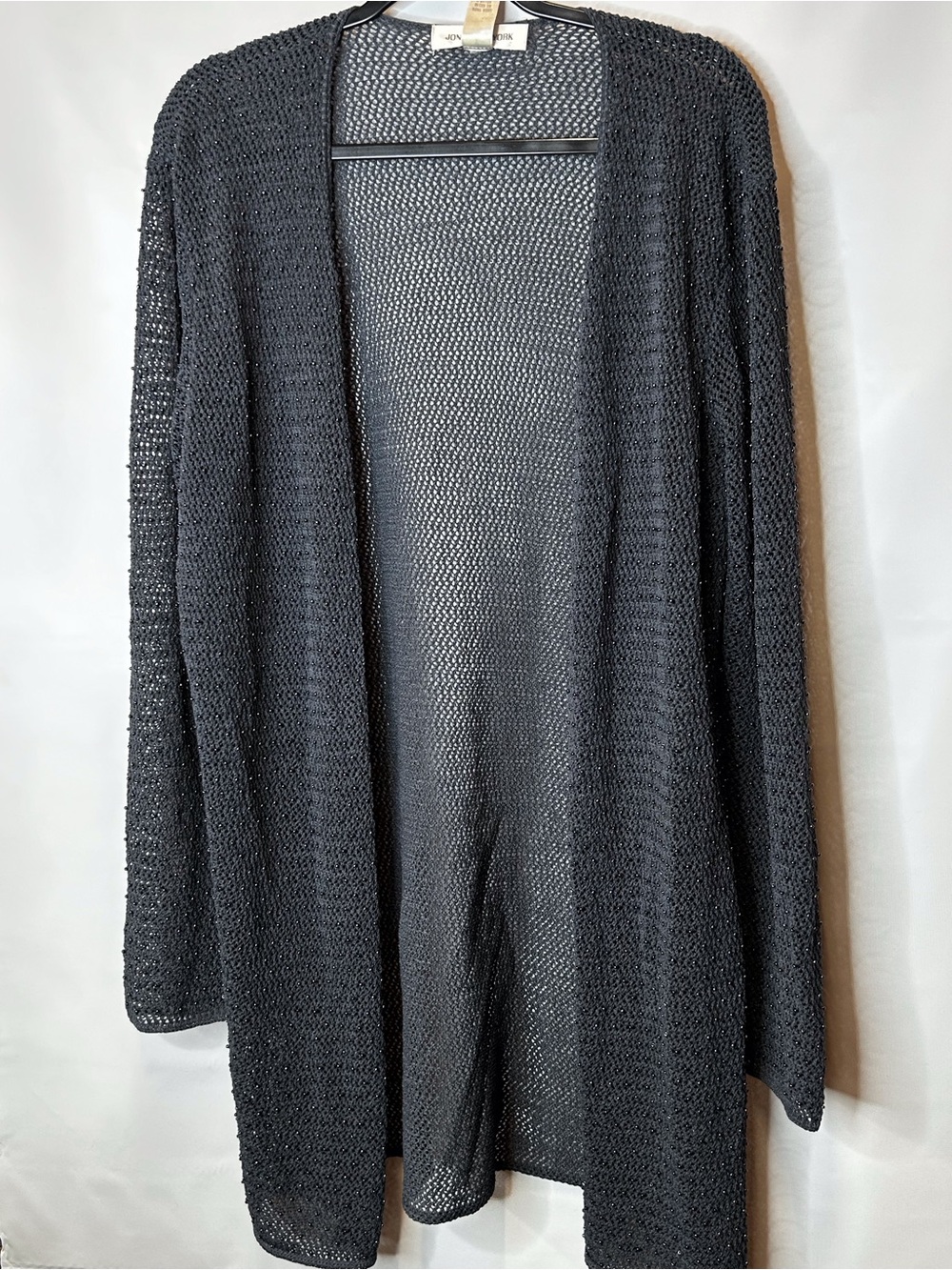 Jones New York Open-Knit Black Cardigan Sweater